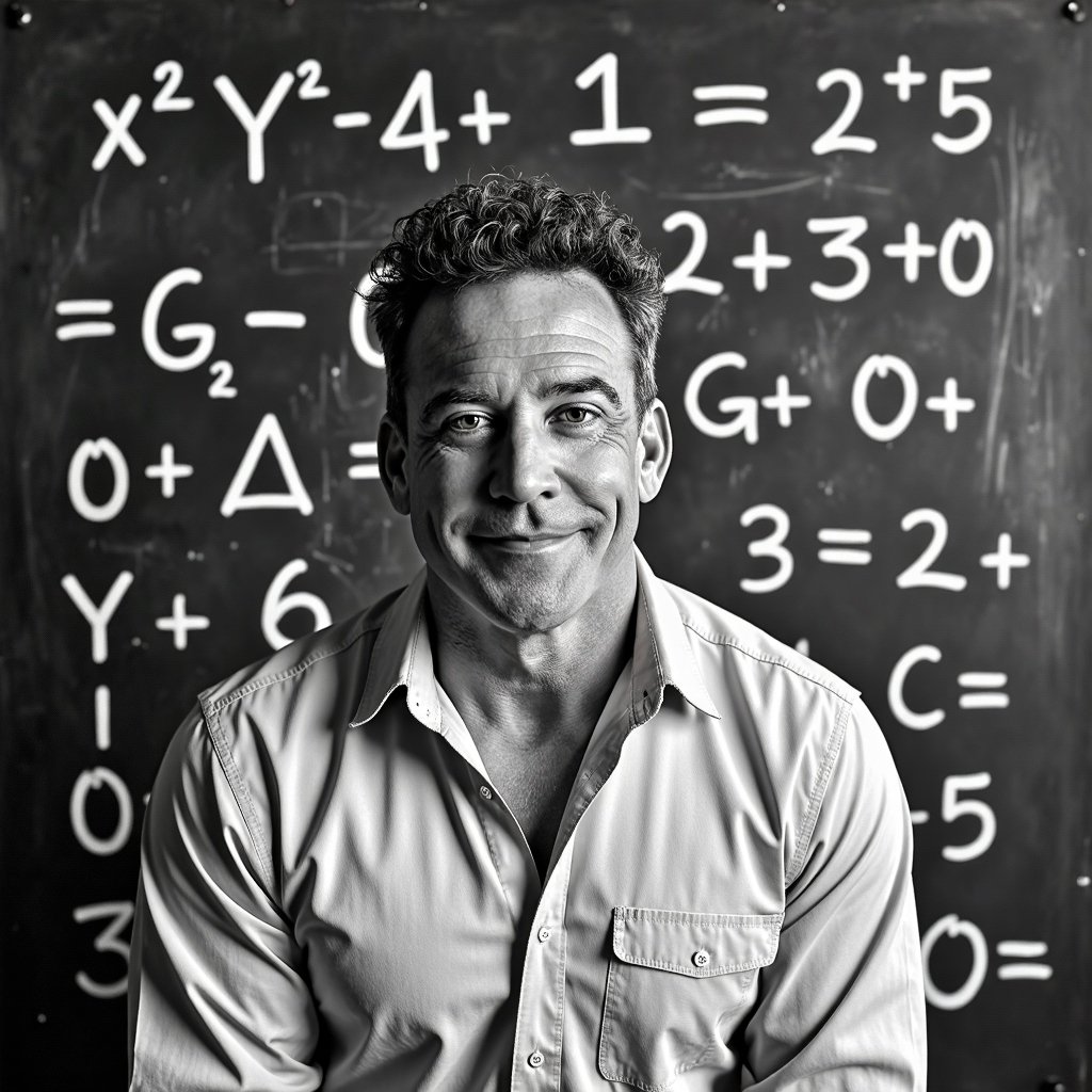 chalkboard drawing of jon407 man with ma-FLUX TRAI